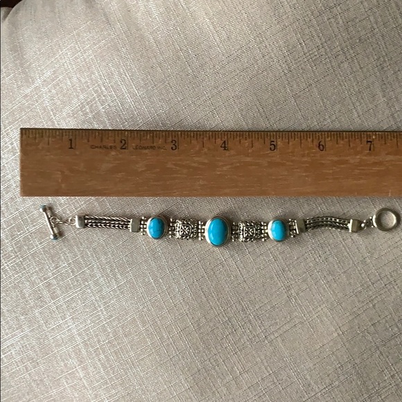 Turquoise sterling bracelet w/circle/bar closure❣️ - Picture 5 of 5